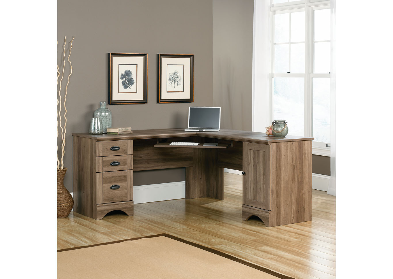 Harbor View Salt Oak Corner Computer Desk,Sauder